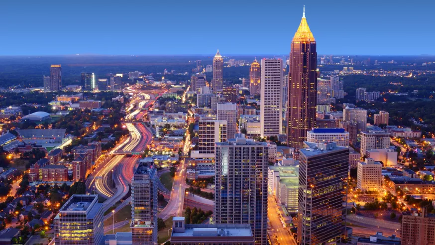 Atlanta at night from above