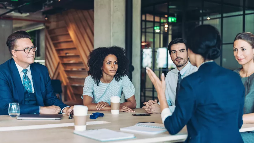 Business workers at table