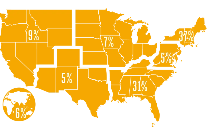 2022 BBA Internship Employment by region