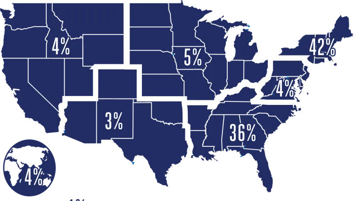 2022 BBA Full-time Employment by regions